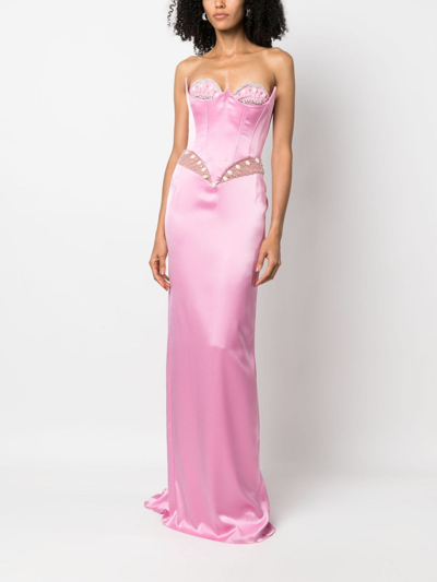 Shop Cristina Savulescu Venus Crystal-embellished Gown In Pink