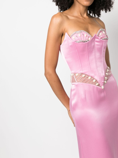 Shop Cristina Savulescu Venus Crystal-embellished Gown In Pink