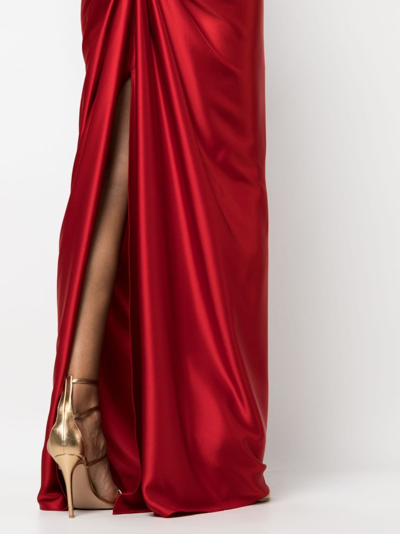 Shop Cristina Savulescu Venus Ruched-detail Skirt In Red