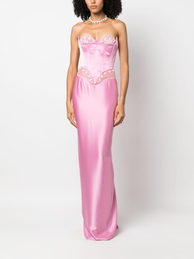 Shop Cristina Savulescu Venus Crystal-embellished Corset In Pink