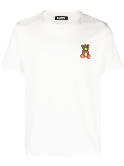 Shop Barrow Teddy Bear-print Cotton T-shirt In White
