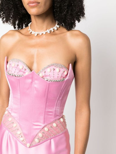 Shop Cristina Savulescu Venus Crystal-embellished Corset In Pink