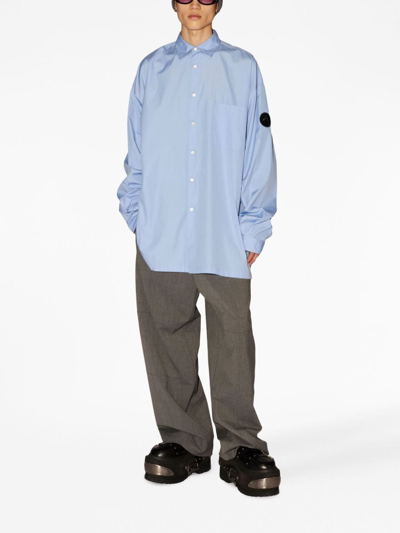 Ambush Logo-patch Button-up Shirt In Blue