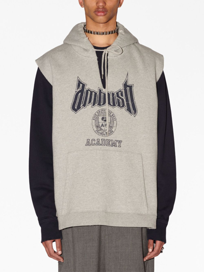 Shop Ambush Convertible Logo-print Hoodie In Grey
