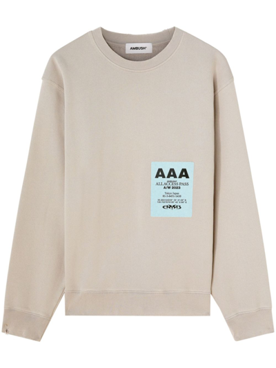 Shop Ambush Pass-print Cotton Sweatshirt In Neutrals
