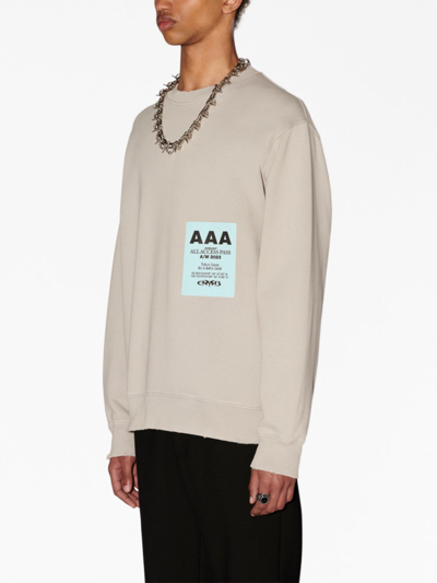 Shop Ambush Pass-print Cotton Sweatshirt In Neutrals