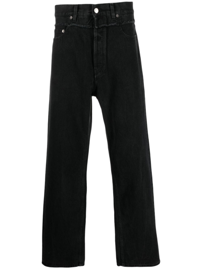 Shop Ambush Frayed-trim Loose Jeans In 1200 Black No Color