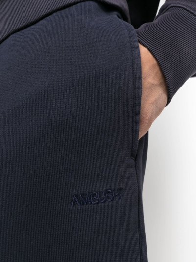 Shop Ambush Logo-embroidered Cotton Track Pants In Blue