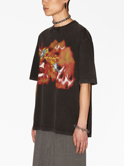 Shop Ambush Abstract-print Cotton T-shirt In Black