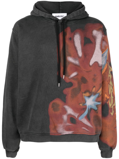 Shop Ambush Graphic-print Cotton Hoodie In Black