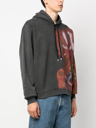 Ambush Hoodie With Red Graphic Print In Black
