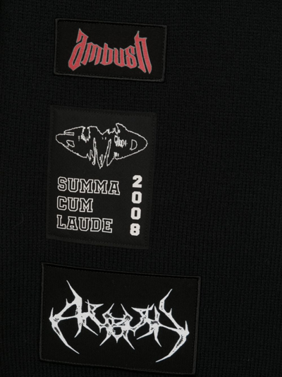 Shop Ambush Medium Logo-patch Wool Scarf In Black