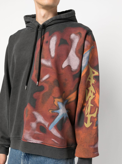Ambush Hoodie With Red Graphic Print In Black