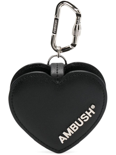 Ambush Heart Leather Airpods Case In Black