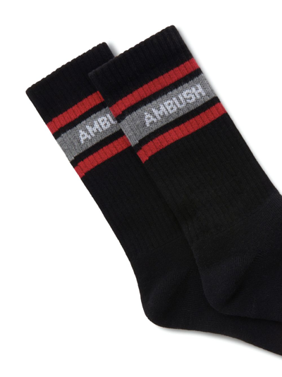 Shop Ambush Intarsia-logo Ankle Socks In Black