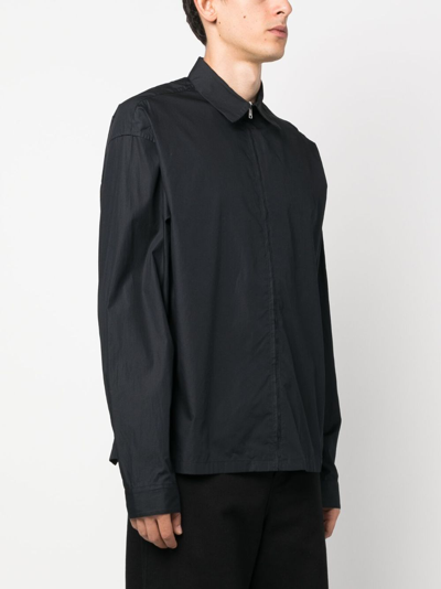 Shop Ambush Zip-up Striped Shirt In Black