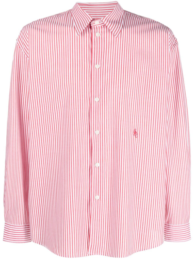 Sporty And Rich Oversized Striped Cotton Shirt In Red