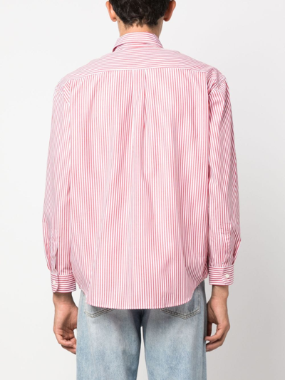Sporty And Rich Oversized Striped Cotton Shirt In Red