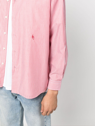 Sporty And Rich Oversized Striped Cotton Shirt In Red