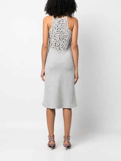 Shop Ermanno Scervino Crochet-panel Sleeveless Dress In Grey