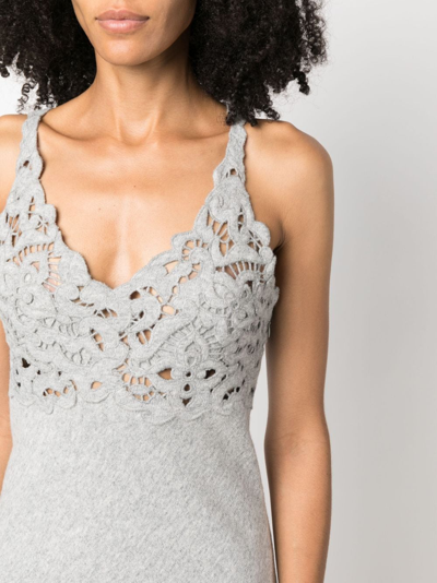 Shop Ermanno Scervino Crochet-panel Sleeveless Dress In Grey