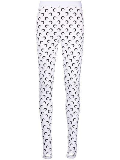 Shop Marine Serre Crescent Moon-print Leggings In White