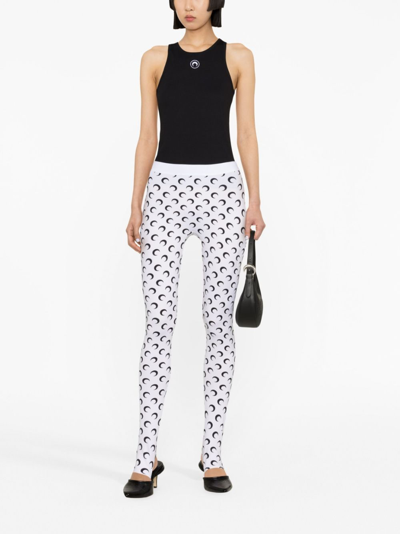 Marine Serre White Fuseaux Allover Moon Leggings In White