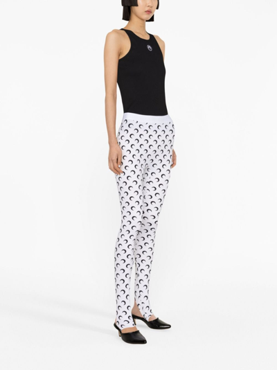 Marine Serre White Fuseaux Allover Moon Leggings In White