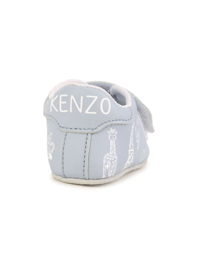 Shop Kenzo Logo-print Leather Slippers In Blue