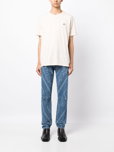 Vivienne Westwood White Crewneck T-shirt With Orb Logo Detail On The Front In Cotton Woman In White