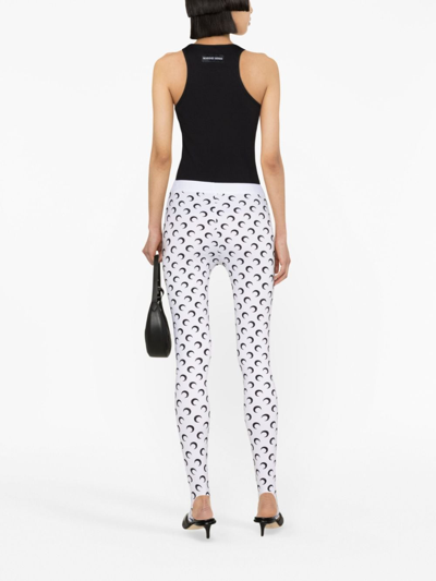 Shop Marine Serre Crescent Moon-print Leggings In White