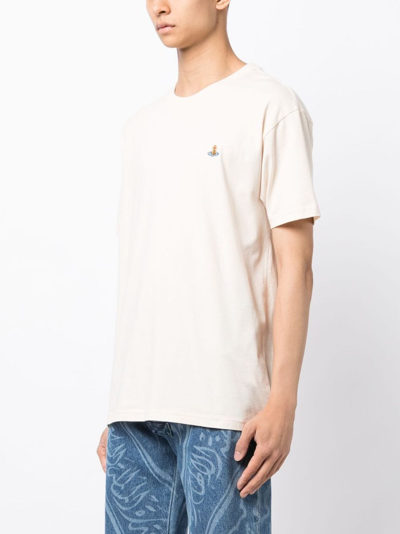 Vivienne Westwood White Crewneck T-shirt With Orb Logo Detail On The Front In Cotton Woman In White