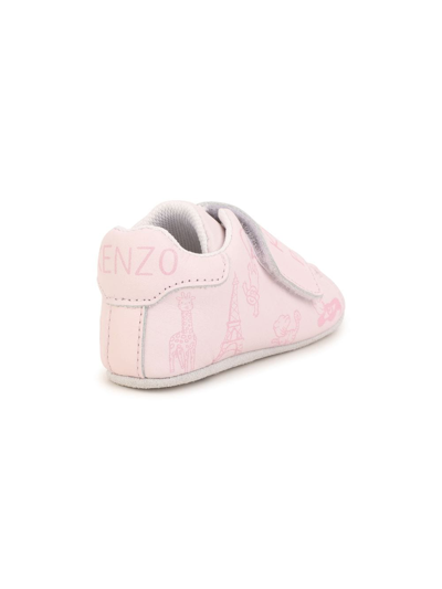 Shop Kenzo Logo-print Leather Slippers In Pink