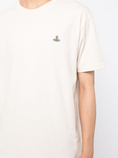 Vivienne Westwood White Crewneck T-shirt With Orb Logo Detail On The Front In Cotton Woman In White