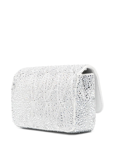 Shop Versace Virtus Rhinestone-embellished Shoulder Bag In White