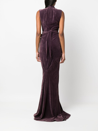 Shop Rick Owens V-neck Draped Gown In Purple
