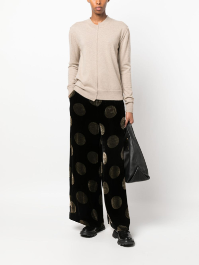 Shop Uma Wang Polka-dot Velvet Wide-leg Trousers In Black