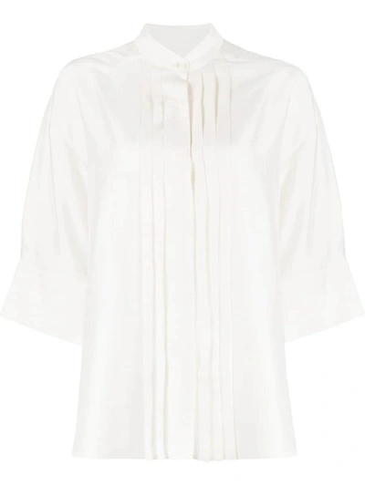 Shop Alberto Biani Silk Smoking Shirt In White