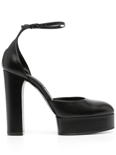 Casadei Black Patent Leather Pumps With Platform In Black