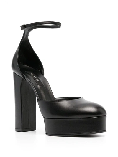 Casadei Black Patent Leather Pumps With Platform In Black