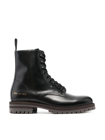 Shop Common Projects Combat Boot Shoes In Black