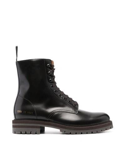 Shop Common Projects Combat Boot Shoes In Brown