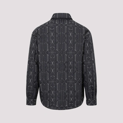 Shop Palm Angels All Monogram Quilted Overshirt In Grey