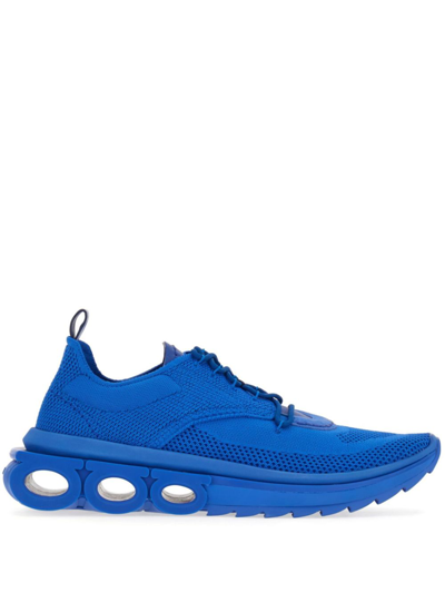 Shop Ferragamo Blue Nima Running Sneakers