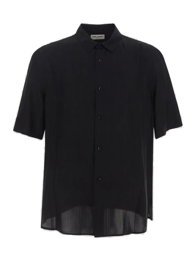 Shop Saint Laurent Buttoned Short In Black