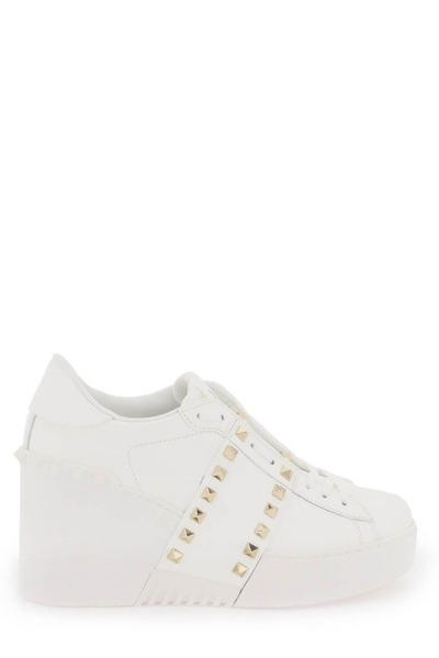 Shop Valentino Garavani Open Disco Wedge Sneakers In White