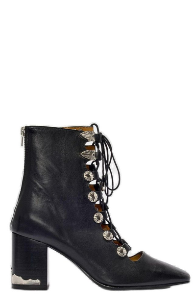 Shop Toga Pulla Pointed Toe Laced Ankle Boots In Black