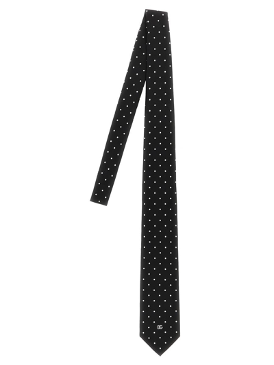 Shop Dolce & Gabbana Polka Dot Tie In White/black