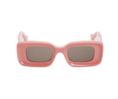 Shop Loewe Rectangular Frame Sunglasses In Pink
