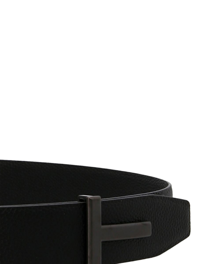 Shop Tom Ford 't' Reversible Belt In Black